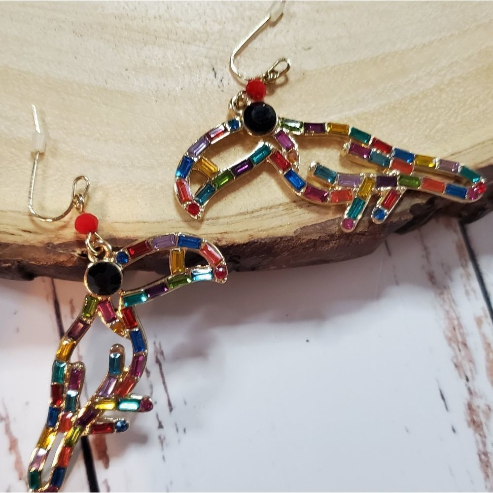 Rhinestone Toucan Earrings